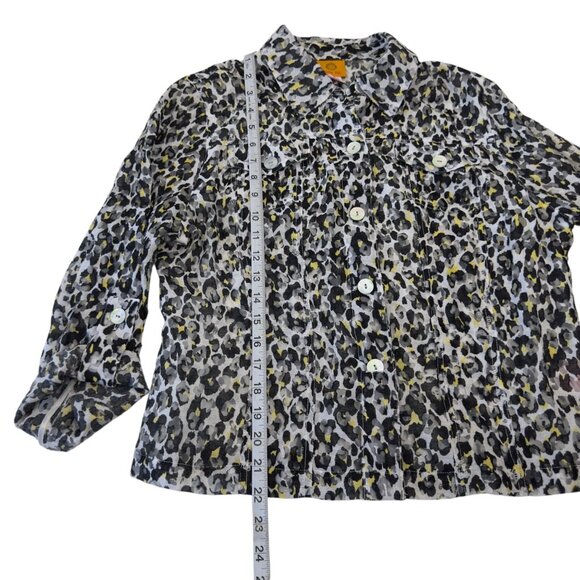 Ruby Rd. Womens Leopard Print Button-Up Shirt With 3/4 Sleeves Size 12 - Picture 6 of 11